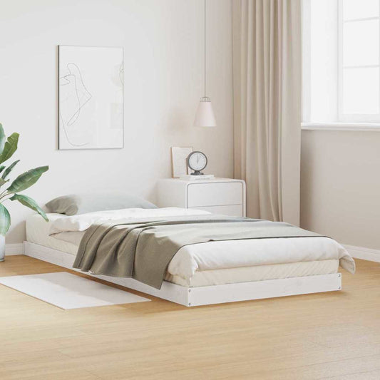 Bodenbettgestell Weiß 90 x 210 cm Massivholz Kiefer