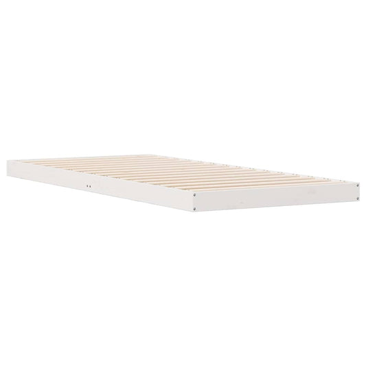 Bodenbettgestell Weiß 100 x 210 cm Massivholz Kiefer