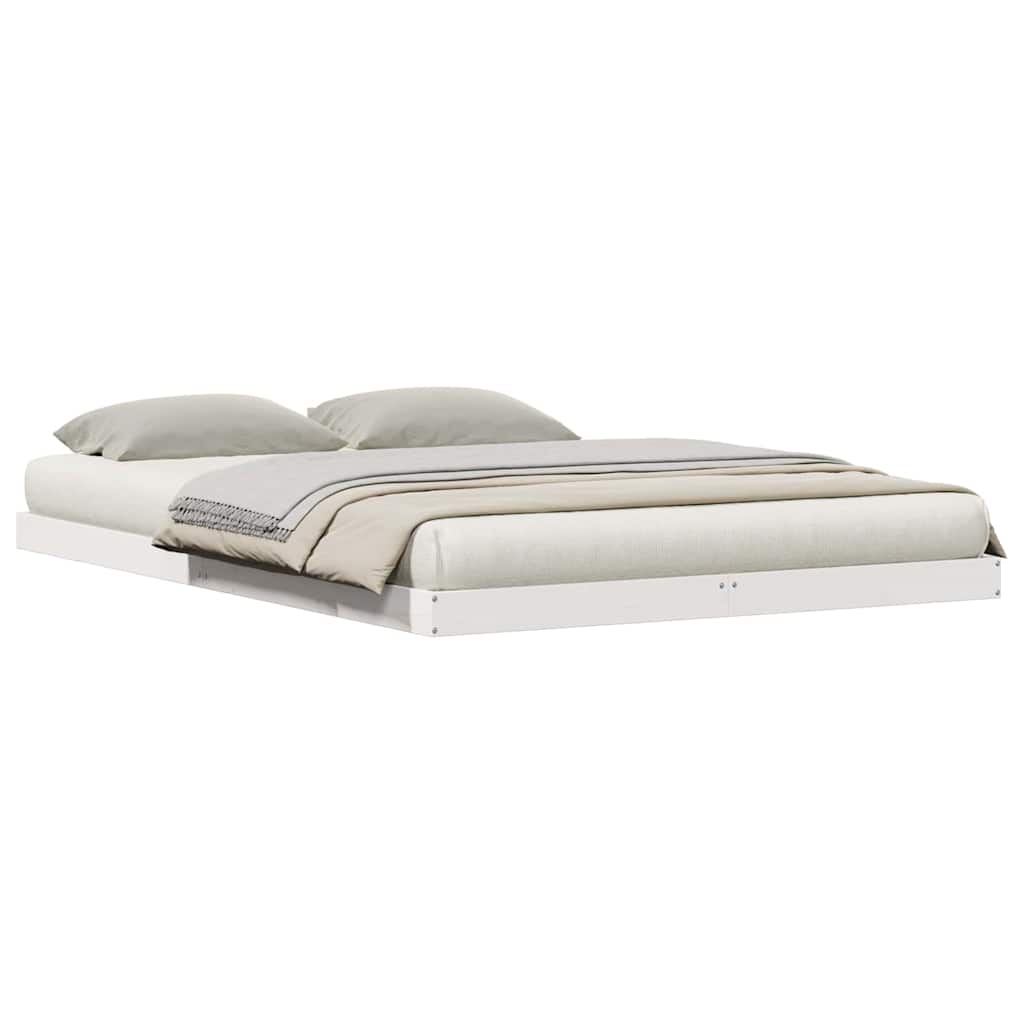 Bodenbettgestell Weiß 160 x 210 cm Massivholz Kiefer