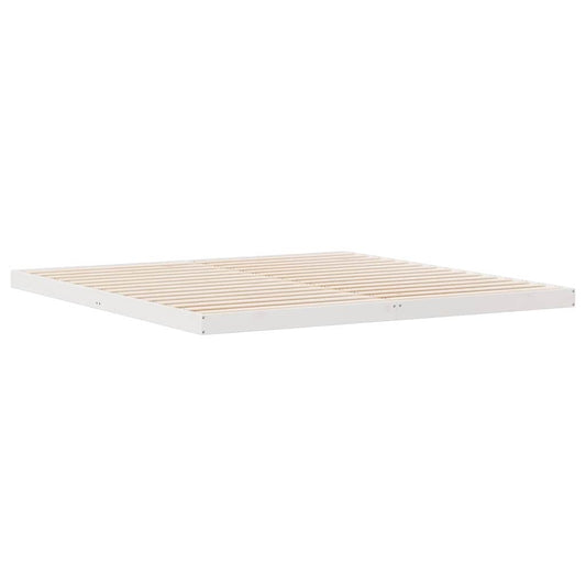 Bodenbettgestell Weiß 200 x 210 cm Massivholz Kiefer