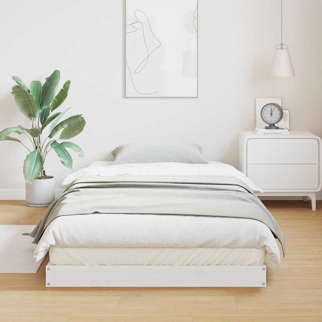 Bodenbettgestell Weiß 90 x 220 cm Massivholz Kiefer