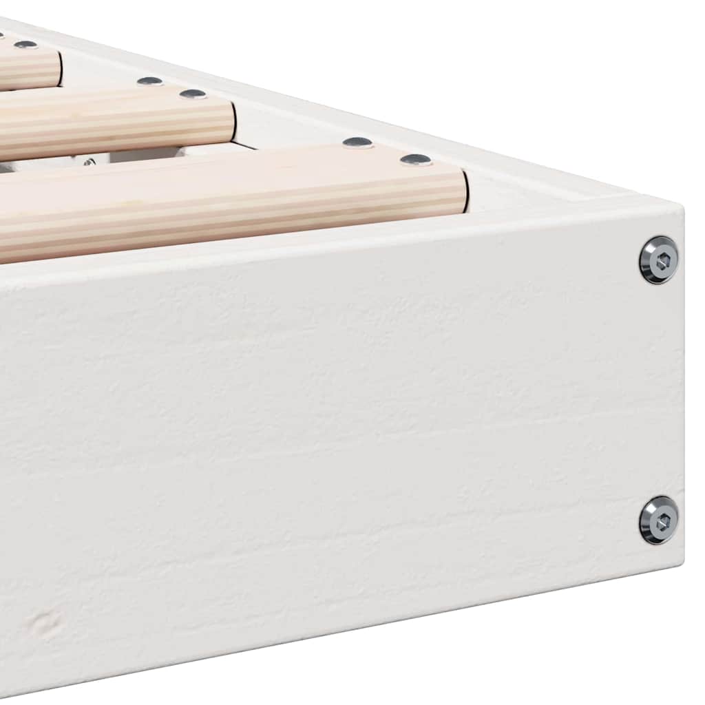 Bodenbettgestell Weiß 100 x 220 cm Massivholz Kiefer