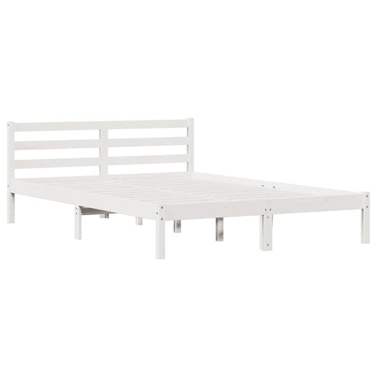 Bettgestell mit Kopfteil Weiß 210 x 140 cm Massivholz Kiefer
