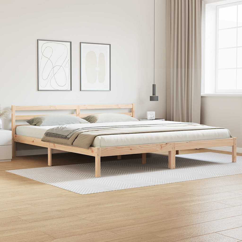Bettgestell mit Kopfteil Braun 210 x 200 cm Massivholz Kiefer