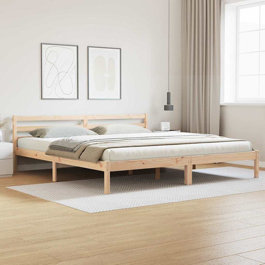 Bettgestell mit Kopfteil Braun 210 x 200 cm Massivholz Kiefer