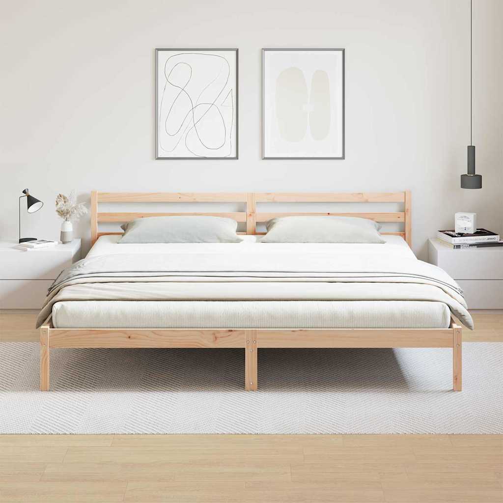 Bettgestell mit Kopfteil Braun 210 x 200 cm Massivholz Kiefer