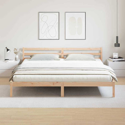 Bettgestell mit Kopfteil Braun 210 x 200 cm Massivholz Kiefer