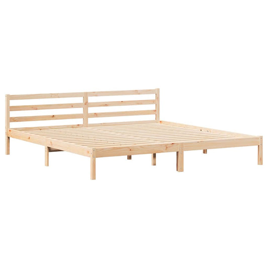 Bettgestell mit Kopfteil Braun 210 x 200 cm Massivholz Kiefer