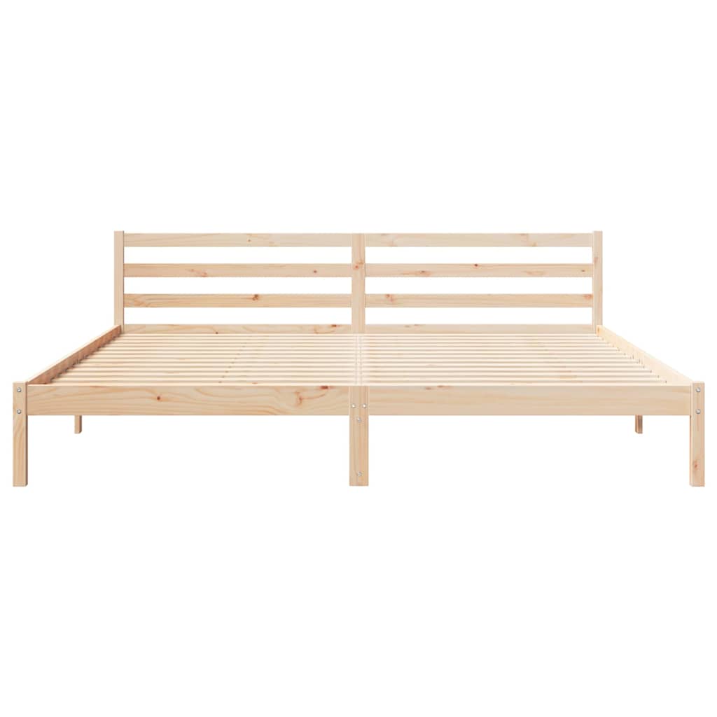 Bettgestell mit Kopfteil Braun 210 x 200 cm Massivholz Kiefer