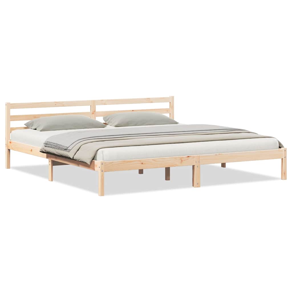 Bettgestell mit Kopfteil Braun 210 x 200 cm Massivholz Kiefer