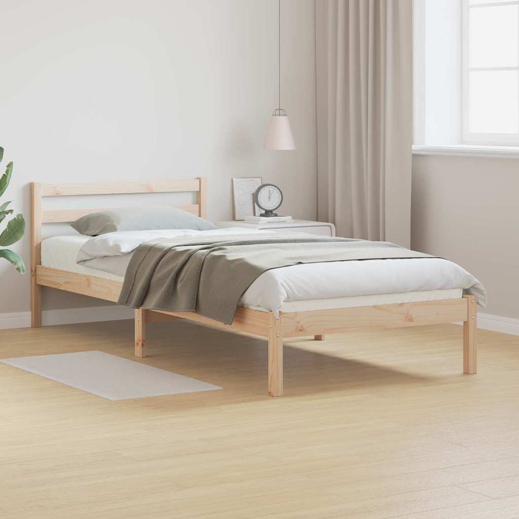 Bettgestell mit Kopfteil Braun 220 x 80 cm Massivholz Kiefer