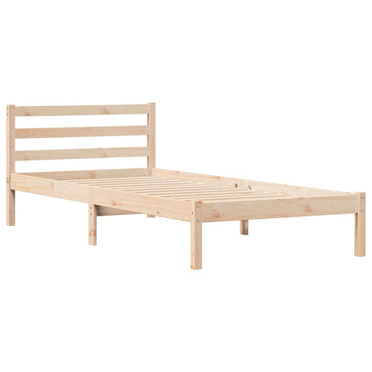 Bettgestell mit Kopfteil Braun 220 x 90 cm Massivholz Kiefer