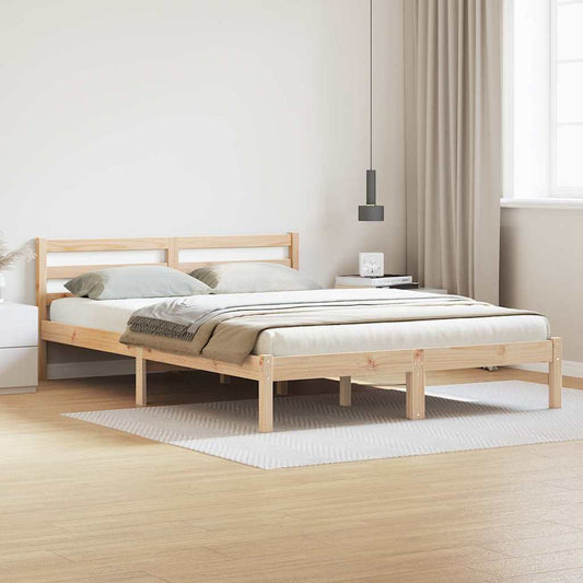 Bettgestell mit Kopfteil Braun 220 x 140 cm Massivholz Kiefer