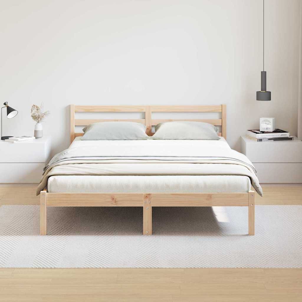Bettgestell mit Kopfteil Braun 220 x 140 cm Massivholz Kiefer