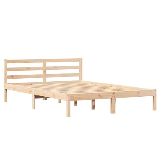 Bettgestell mit Kopfteil Braun 220 x 140 cm Massivholz Kiefer