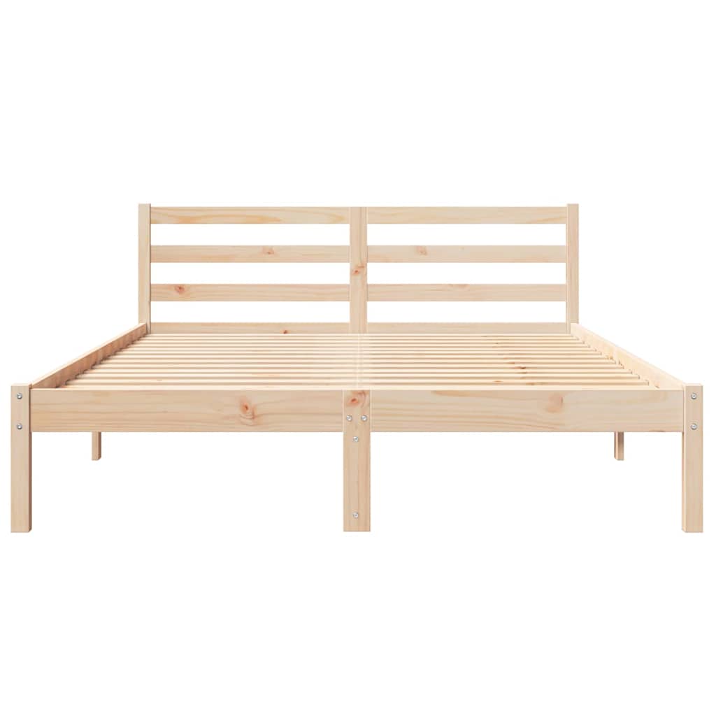 Bettgestell mit Kopfteil Braun 220 x 140 cm Massivholz Kiefer