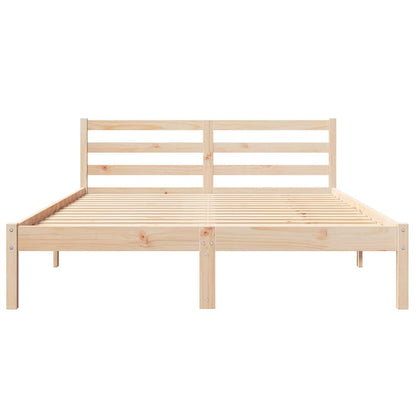 Bettgestell mit Kopfteil Braun 220 x 140 cm Massivholz Kiefer