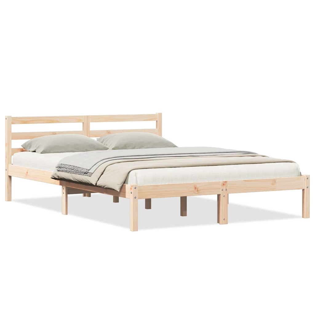 Bettgestell mit Kopfteil Braun 220 x 140 cm Massivholz Kiefer