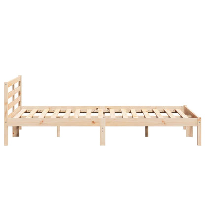 Bettgestell mit Kopfteil Braun 220 x 140 cm Massivholz Kiefer