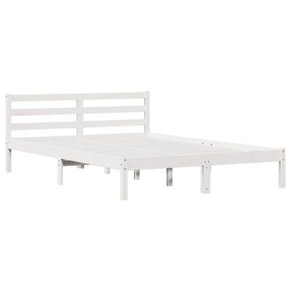 Bettgestell mit Kopfteil Weiß 220 x 140 cm Massivholz Kiefer