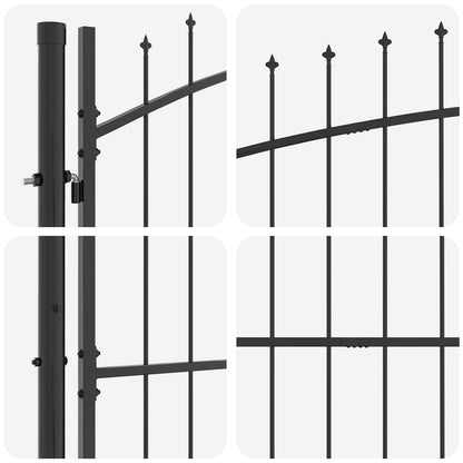 Gartentor Schwarz 100 x 400 cm Stahl