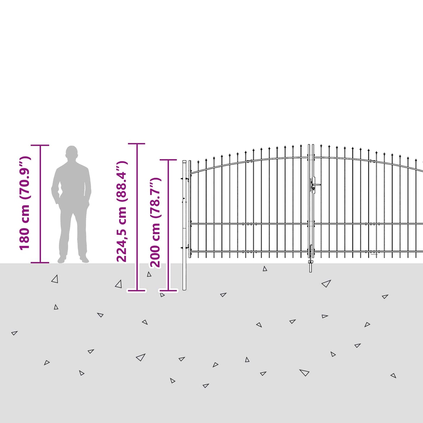 Gartentor Schwarz 125 x 400 cm Stahl