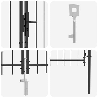 Gartentor Schwarz 175 x 400 cm Stahl