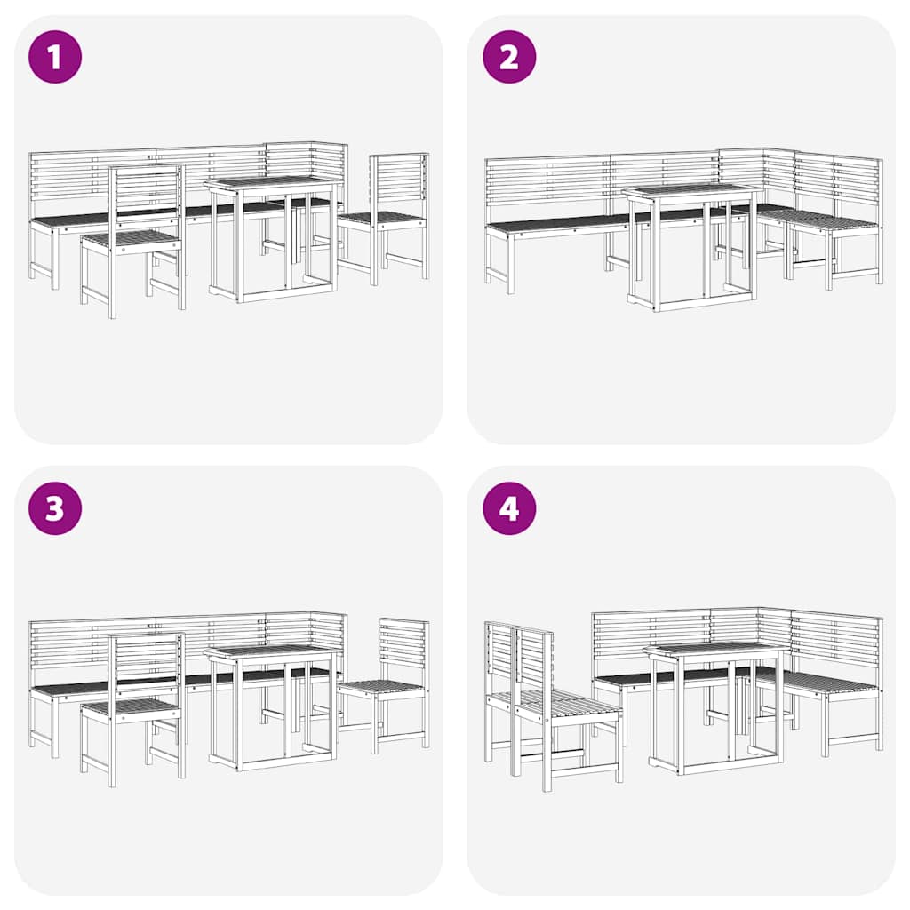 Garten Bistro Set 6 pcs Braun Akazie Massivholz