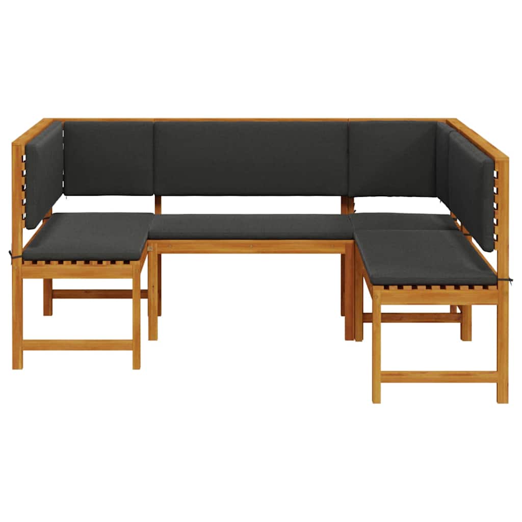 Gartenbänke Set 3 pcs Braun Akazie Massivholz