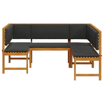 Gartenbänke Set 3 pcs Braun Akazie Massivholz