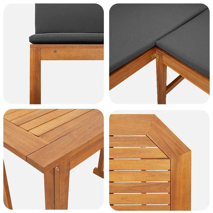 Gartenbänke Set 3 pcs Braun Akazie Massivholz