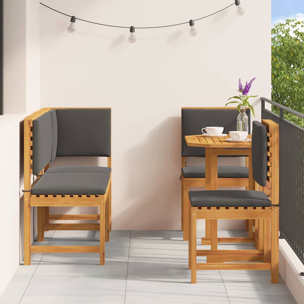 Garten Bistro Set 4 pcs Braun Akazie Massivholz