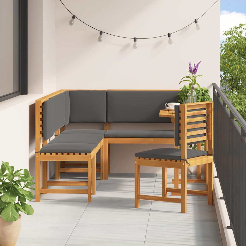 Garten Bistro Set 6 pcs Braun Akazie Massivholz