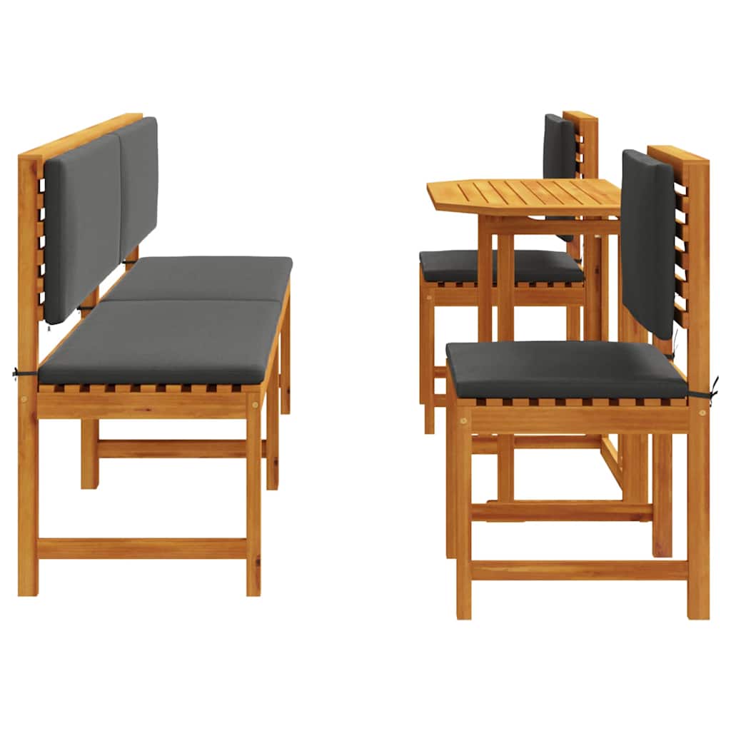 Garten Bistro Set 5 pcs Braun Akazie Massivholz