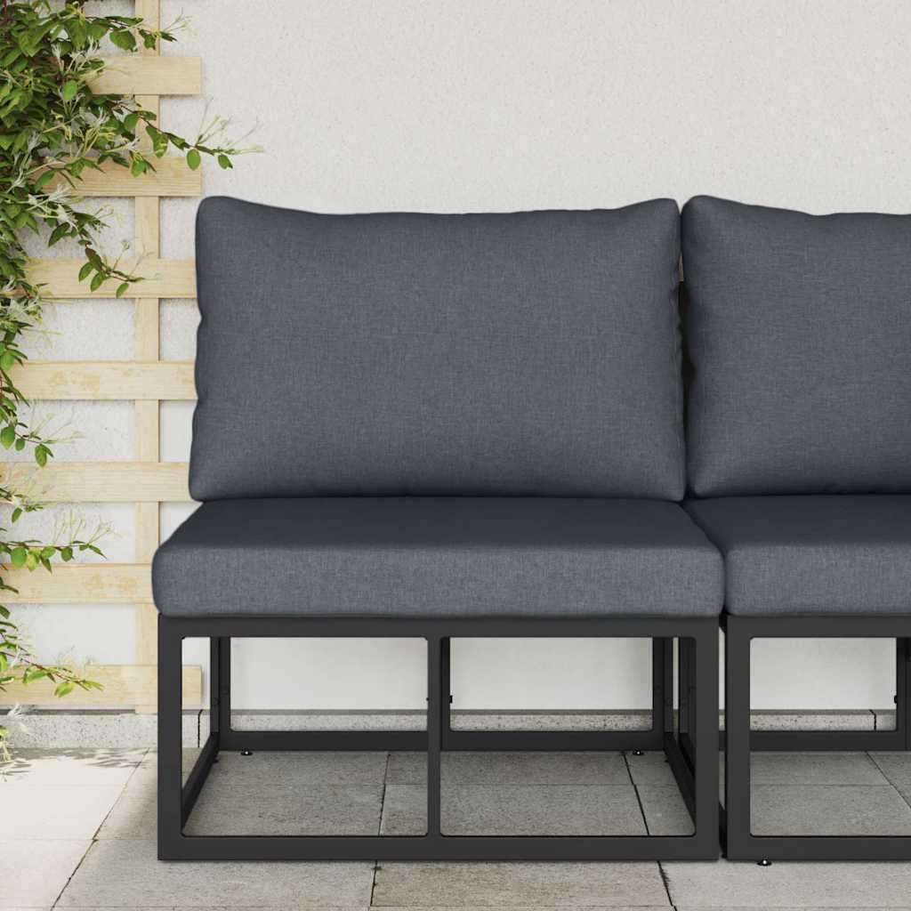 Gartenmöbel mit Kissen mit Kissen Schwarz Aluminium