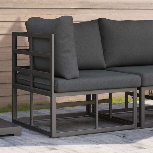Gartenmöbel mit Kissen mit Kissen Schwarz Aluminium