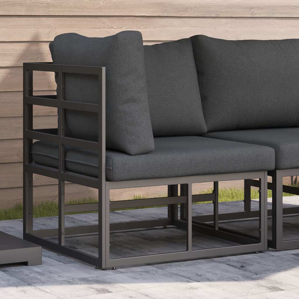 Gartenmöbel mit Kissen mit Kissen Schwarz Aluminium