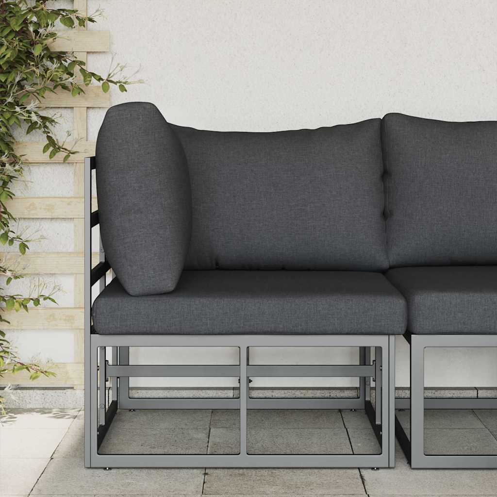 Gartenmöbel mit Kissen mit Kissen Schwarz Aluminium