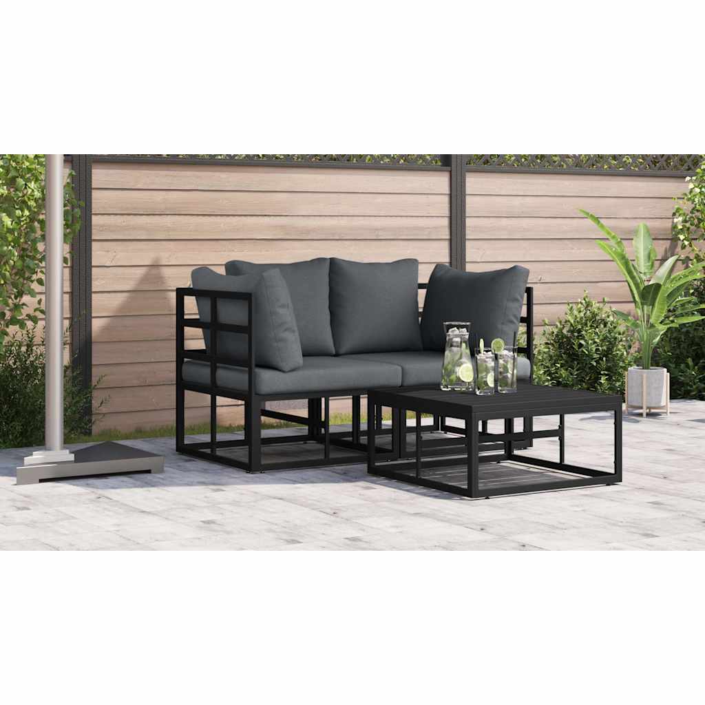 Gartenmöbel mit Kissen mit Kissen 2 pcs Schwarz Aluminium