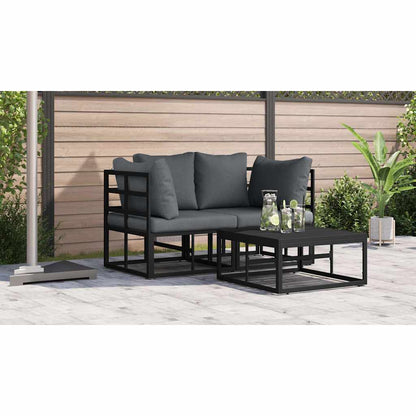 Gartenmöbel mit Kissen mit Kissen 2 pcs Schwarz Aluminium