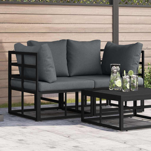 Gartenmöbel mit Kissen mit Kissen 2 pcs Schwarz Aluminium