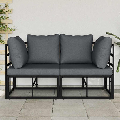 Gartenmöbel mit Kissen mit Kissen 2 pcs Schwarz Aluminium