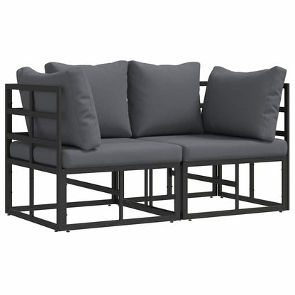 Gartenmöbel mit Kissen mit Kissen 2 pcs Schwarz Aluminium