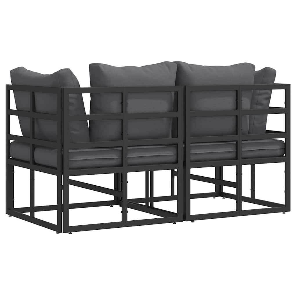 Gartenmöbel mit Kissen mit Kissen 2 pcs Schwarz Aluminium