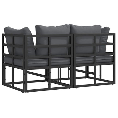 Gartenmöbel mit Kissen mit Kissen 2 pcs Schwarz Aluminium