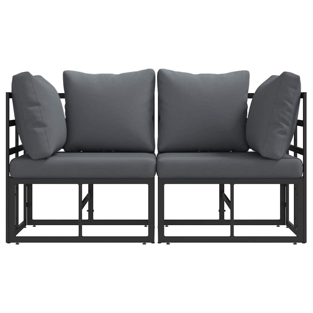 Gartenmöbel mit Kissen mit Kissen 2 pcs Schwarz Aluminium