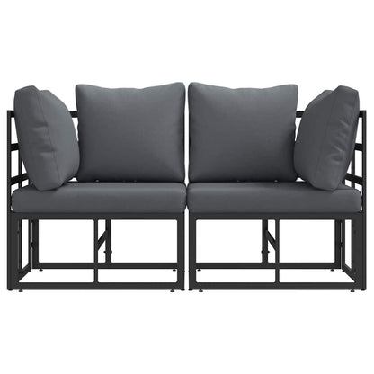 Gartenmöbel mit Kissen mit Kissen 2 pcs Schwarz Aluminium