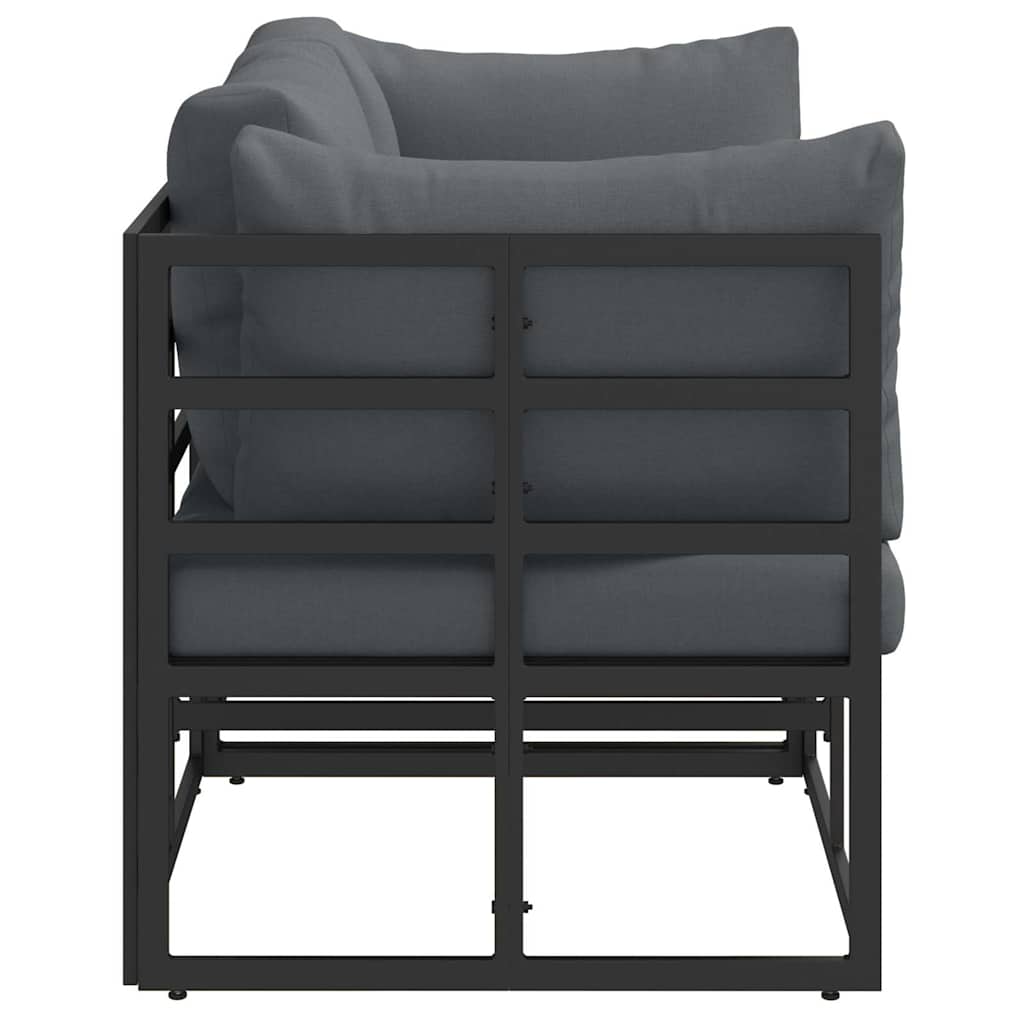 Gartenmöbel mit Kissen mit Kissen 2 pcs Schwarz Aluminium
