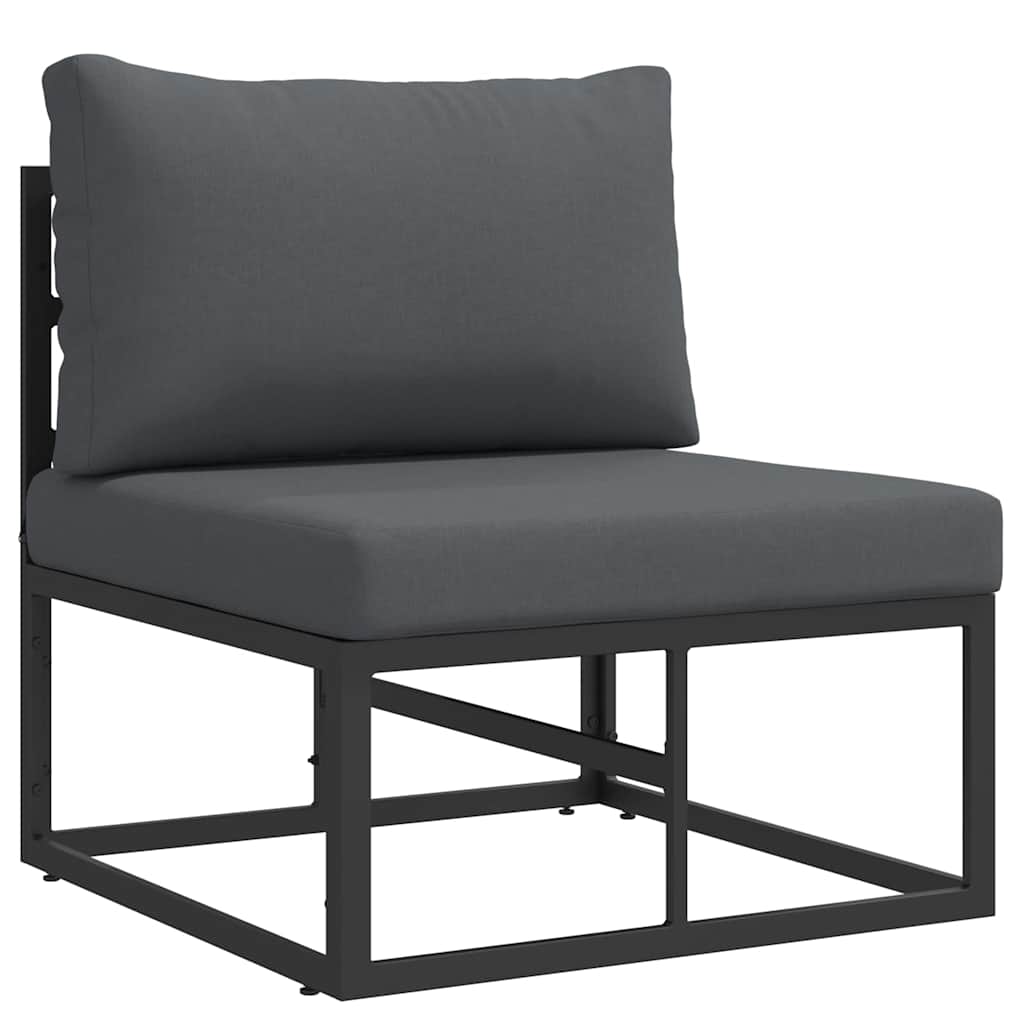 Gartenmöbel mit Kissen mit Kissen 3 pcs Schwarz Aluminium