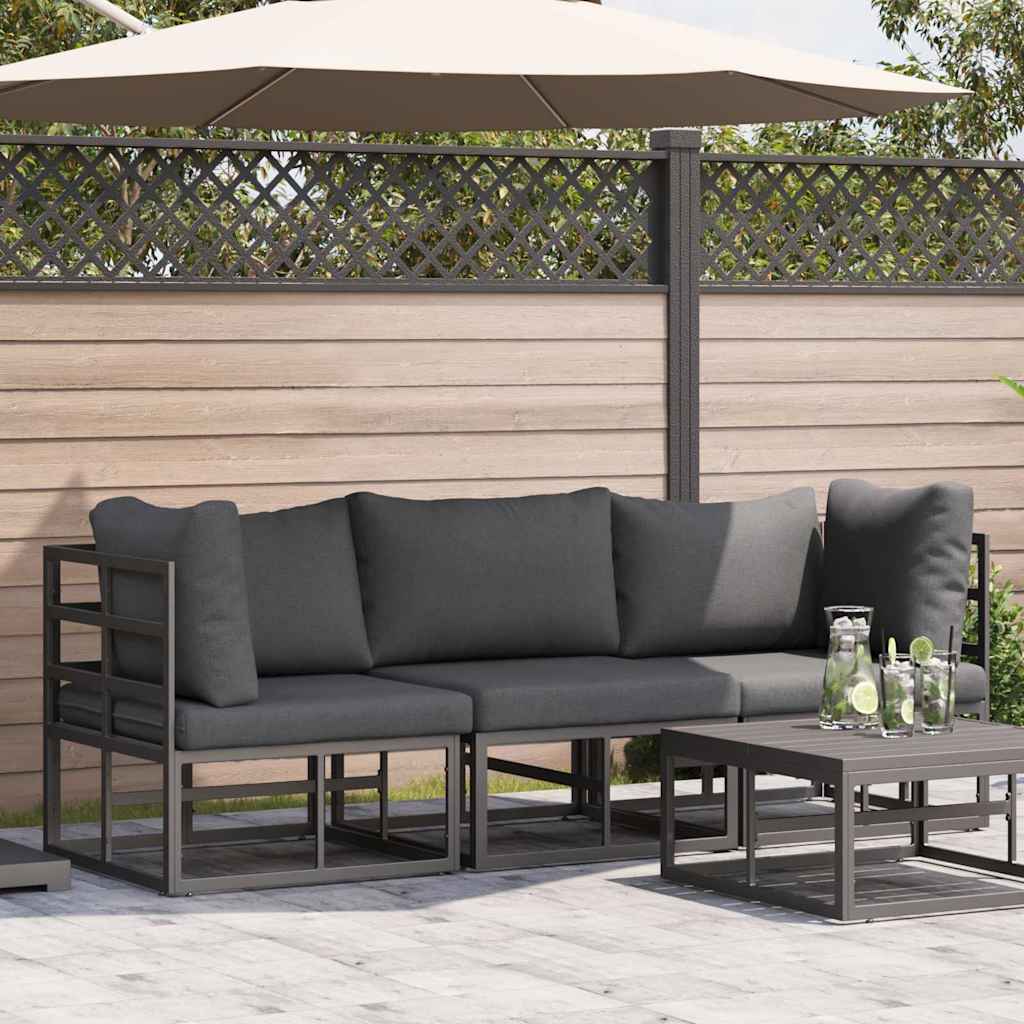 Gartenmöbel mit Kissen mit Kissen 3 pcs Schwarz Aluminium